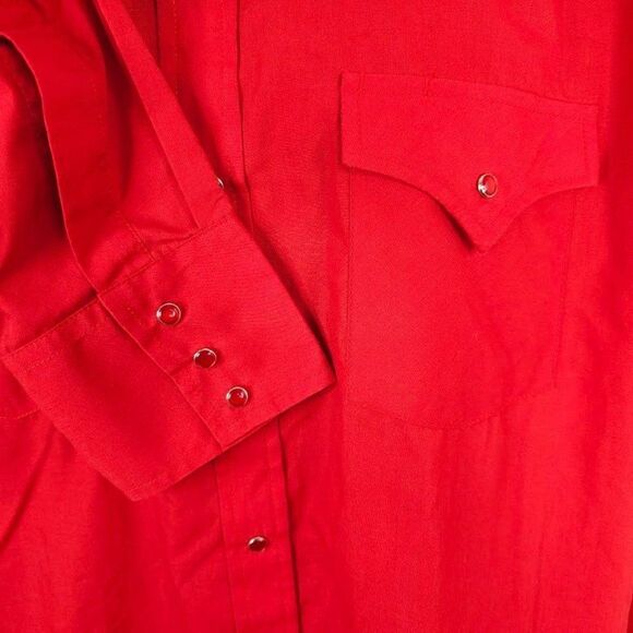 Vintage Ely Cattleman Western Shirt Mens Size Large Red Cowboy Pearl Snap Button - Picture 2 of 5